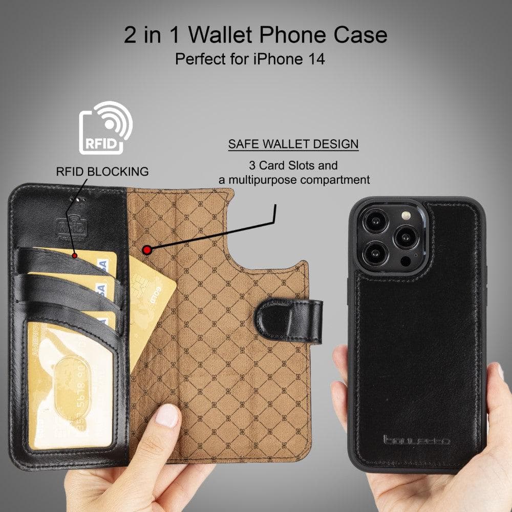 Bayelon Magic iPhone 14 Series Leather Wallet Case - Detachable & Elegant