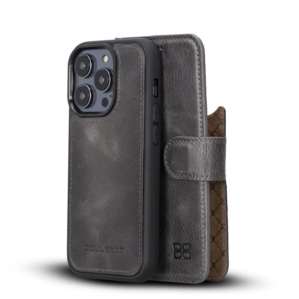Bayelon Magic iPhone 14 Series Leather Wallet Case - Detachable & Elegant Gray