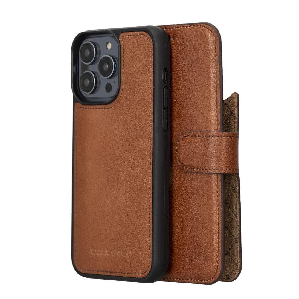 Bayelon Magic iPhone 14 Series Leather Wallet Case - Detachable & Elegant Chocolate Brown