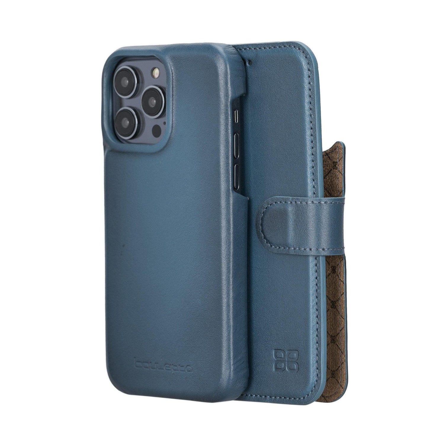 Bayelon F360 Magic Leather Wallet Case for iPhone 14 Pro Max Blue