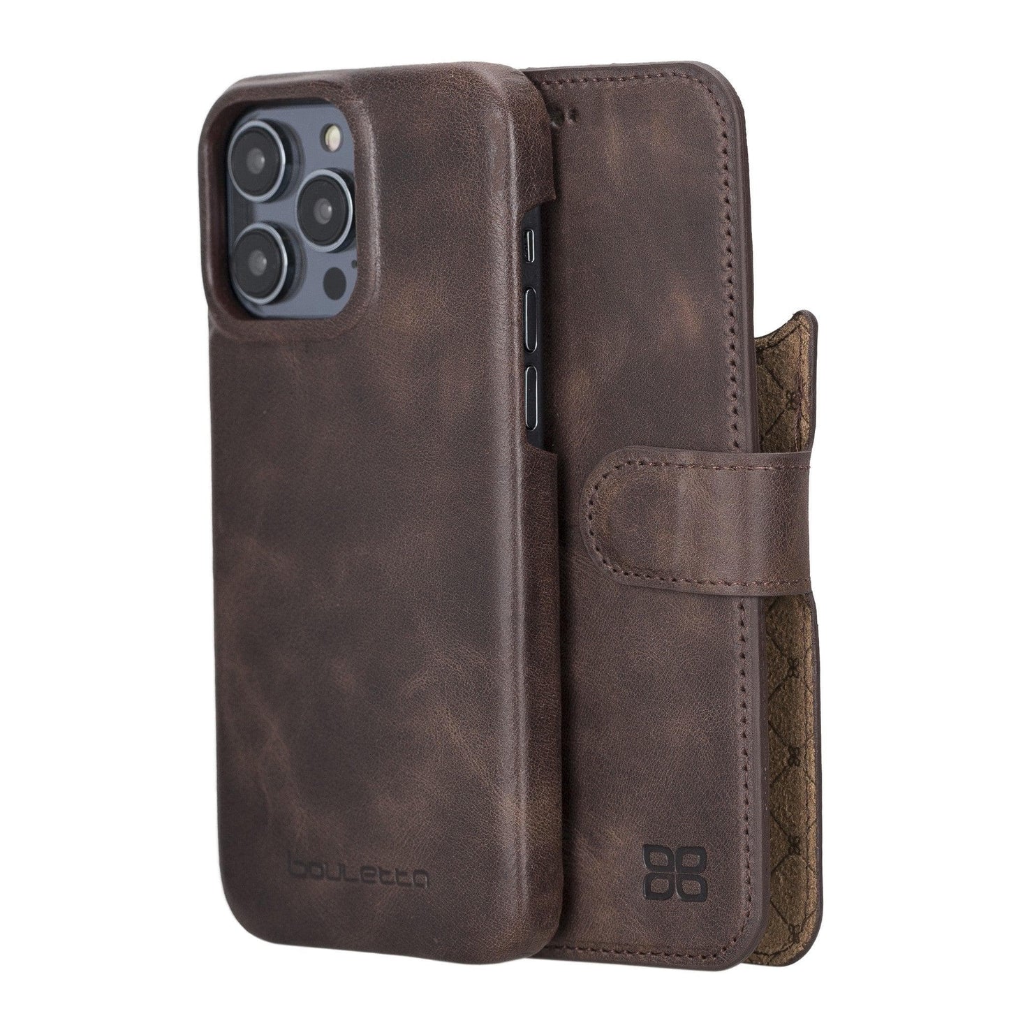 Bayelon F360 Magic Leather Wallet Case for iPhone 14 Pro Max Brown