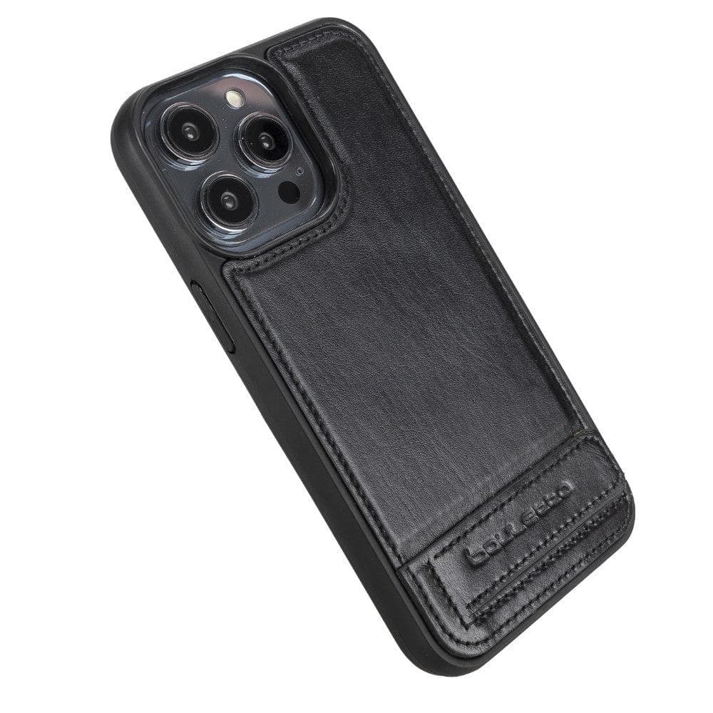 Bayelon Flex Base Leather iPhone 14 Pro Max Case with Stand