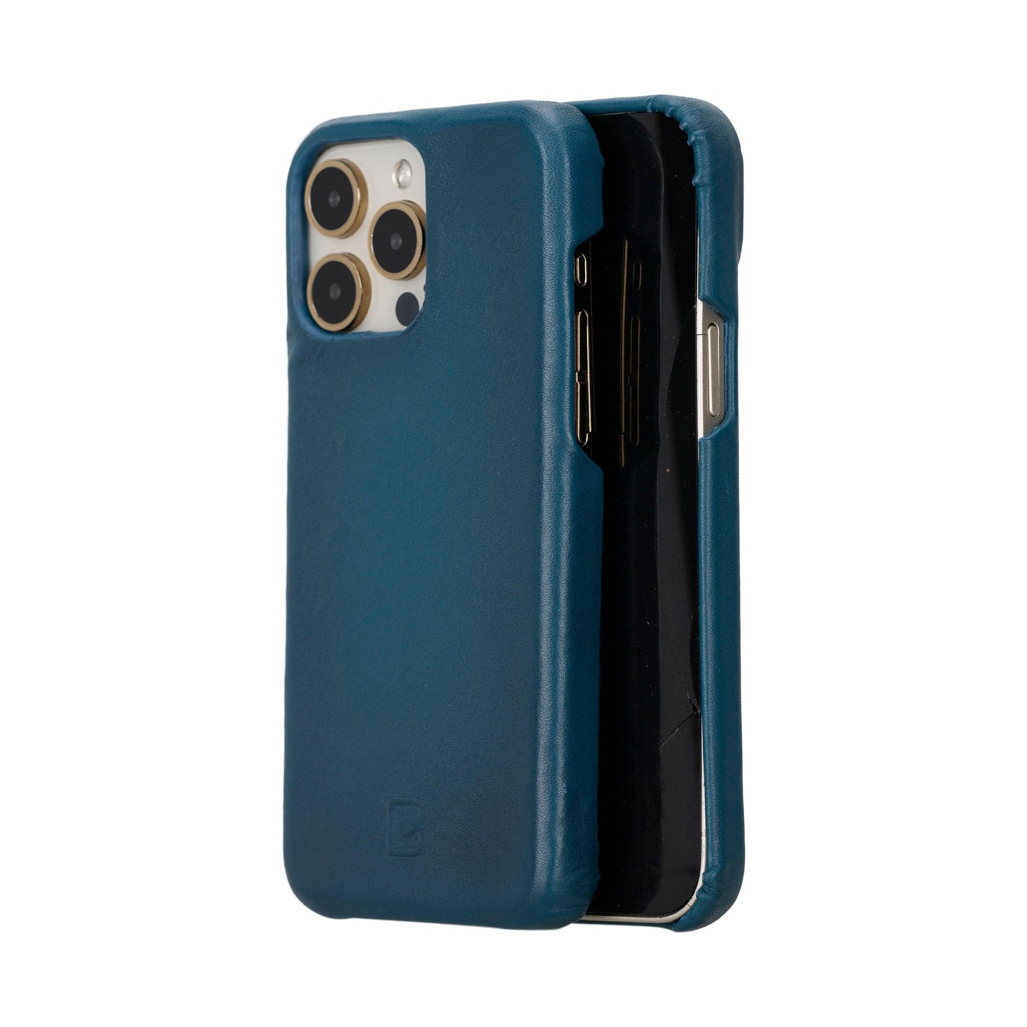 Bayelon F360 Genuine Leather Case for iPhone 15 Pro Max Blue