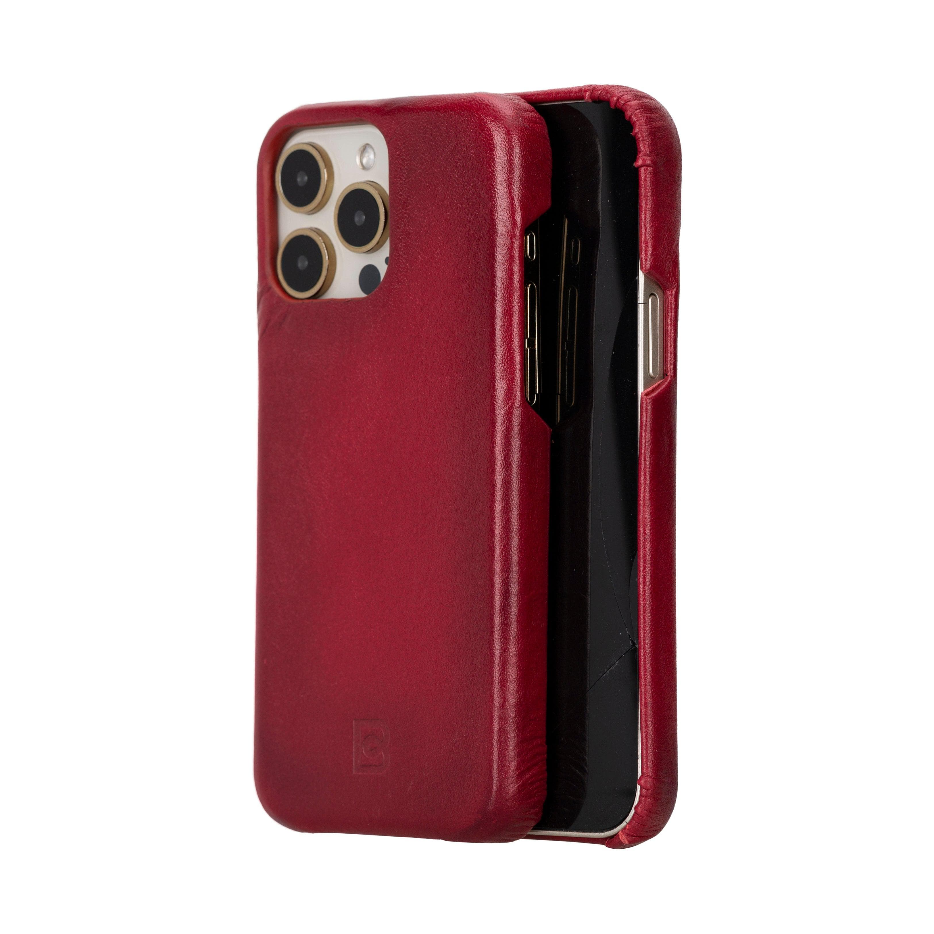 Bayelon F360 Genuine Leather Case for iPhone 15 Pro Max Red