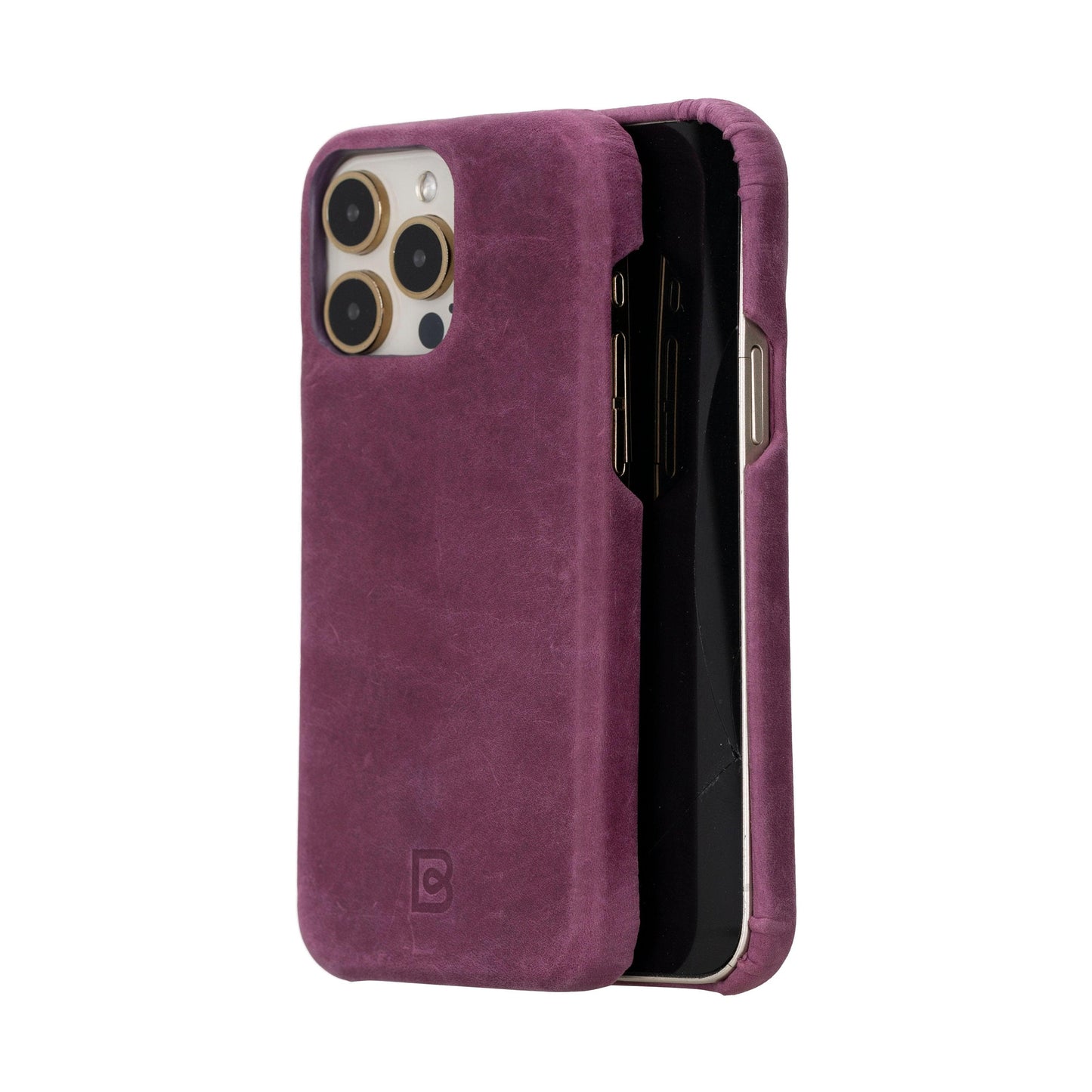 Bayelon F360 Genuine Leather Case for iPhone 15 Pro Max Purple