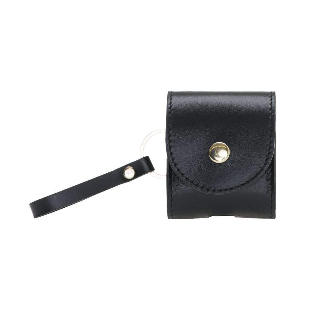 UnBranded Mai Snap AirPods 1 and AirPods 2 Leather Case with Hook Black