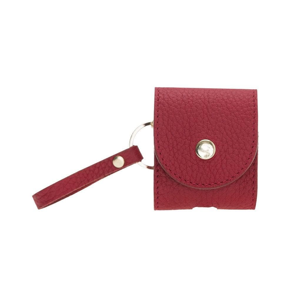 UnBranded Mai Snap AirPods 1 and AirPods 2 Leather Case with Hook Crimson