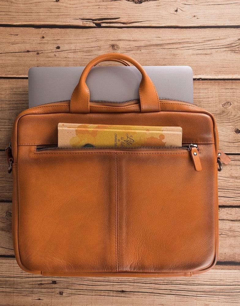 Bayelon Apollo Leather Business Briefcase / Laptop Case 16" Tan