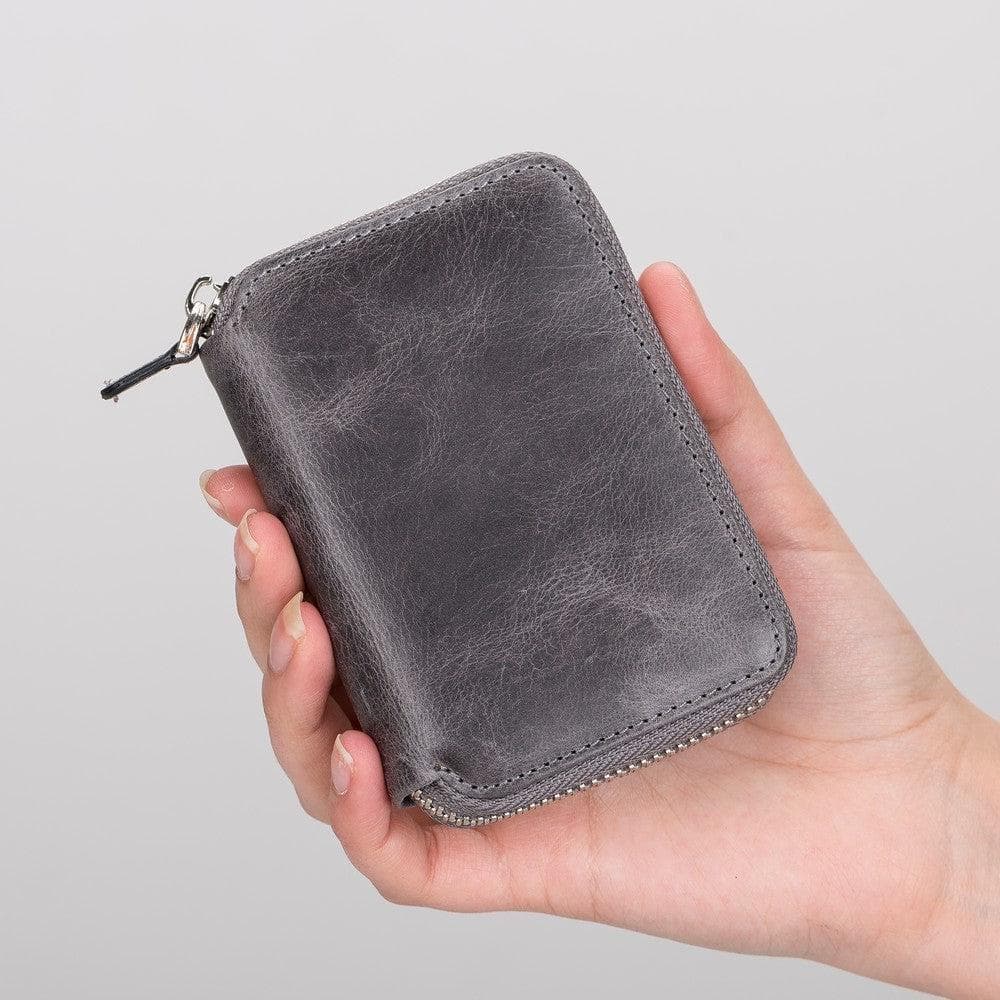 Bayelon Elvis Minimalist Leather Zipper Wallet Gray