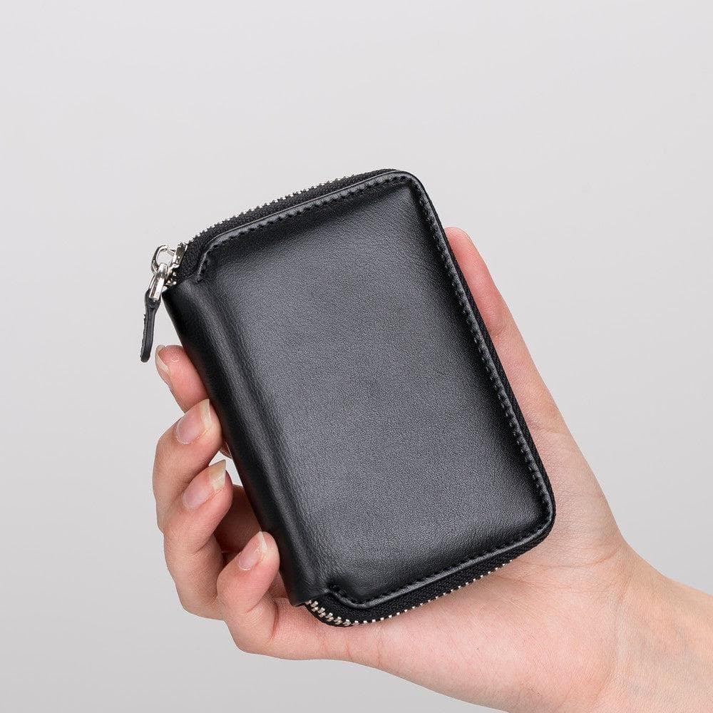 Bayelon Elvis Minimalist Leather Zipper Wallet Black