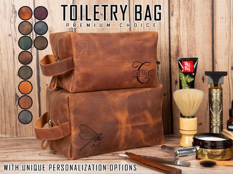 Bayelon Eve Leather Dopp Kit - Medium Size