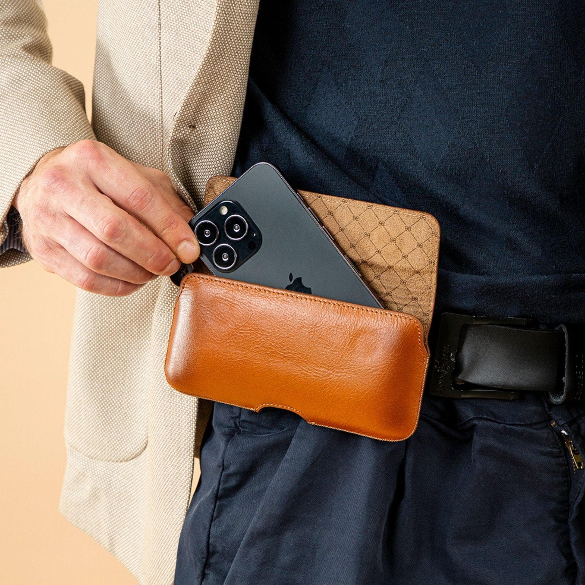 Bayelon Aslant Belt Phone Leather Case - Handcrafted Genuine Leather