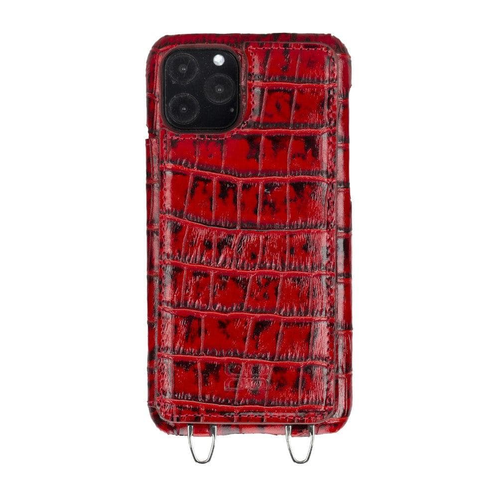 Bouletta Saff iPhone 11 Leather Case with Crossbody Strap - Bouletta I Phone 11 Pro Max Crocodile Red