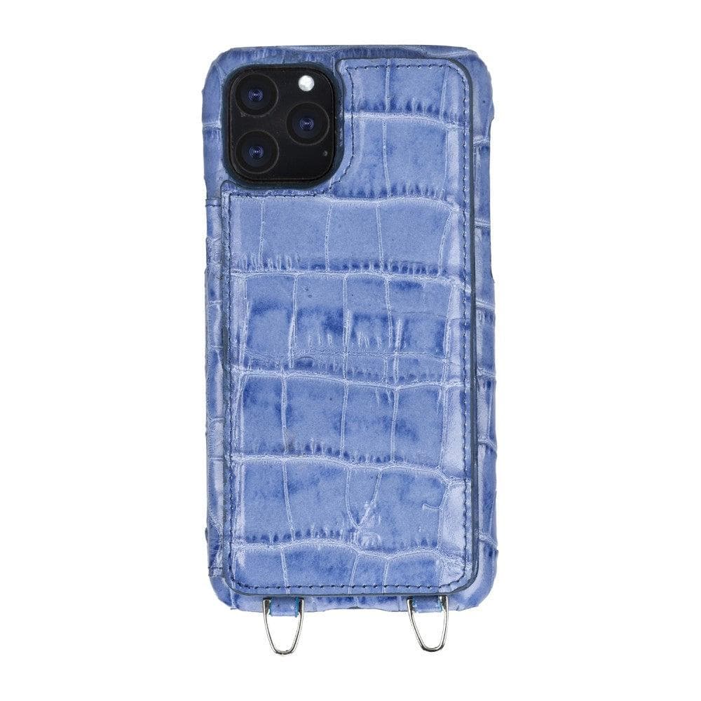 Bouletta Saff iPhone 11 Leather Case with Crossbody Strap - Bouletta I Phone 11 Pro Crocodile Blue