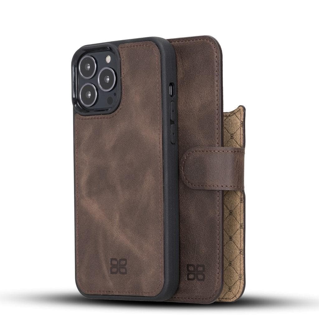 Bayelon Magic iPhone 13 Series Detachable Leather Wallet Case - MW Brown