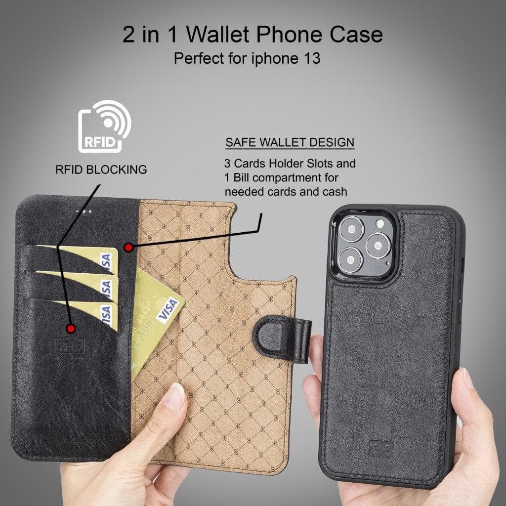 Bayelon Magic iPhone 13 Series Detachable Leather Wallet Case - MW