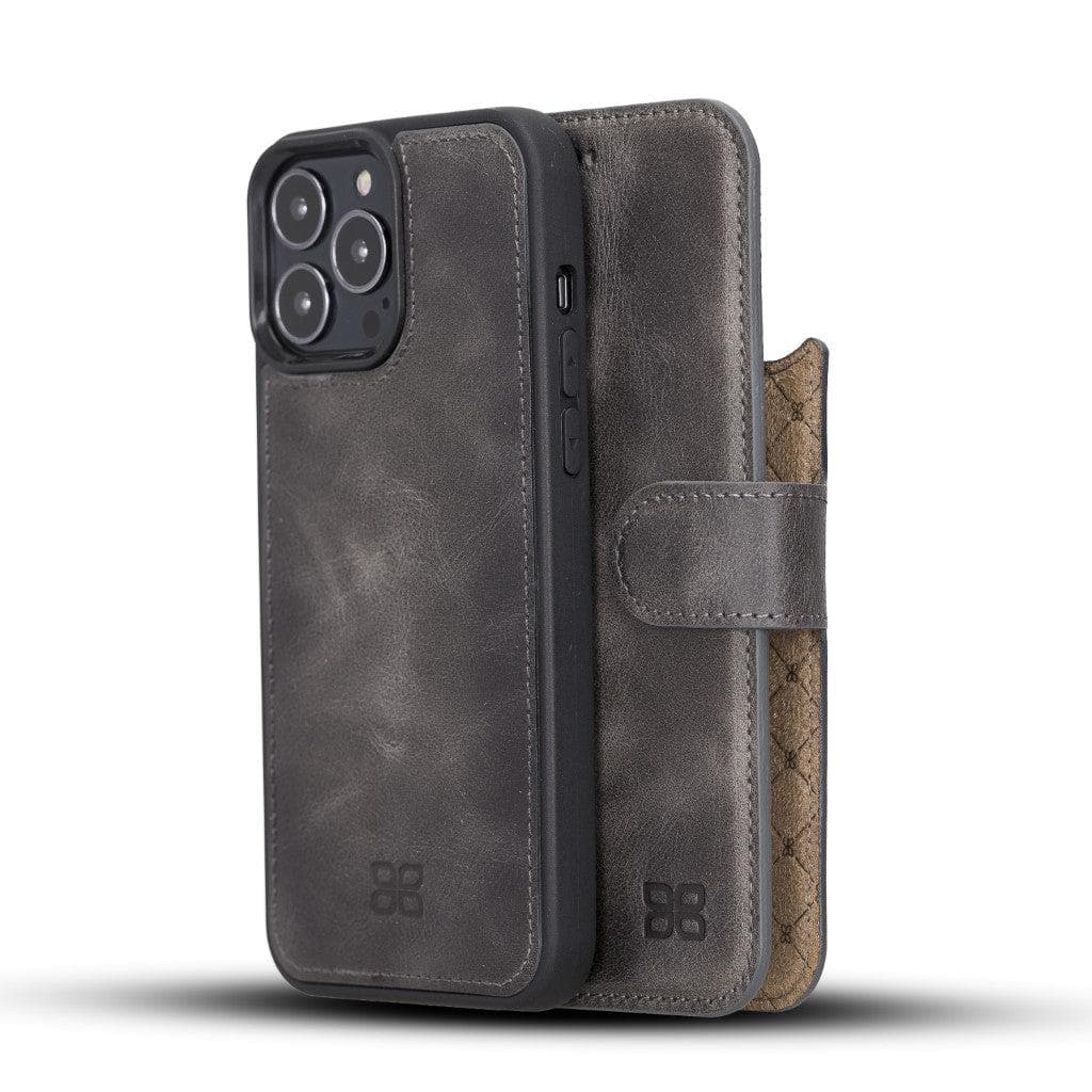 Bayelon Magic iPhone 13 Series Detachable Leather Wallet Case - MW Gray