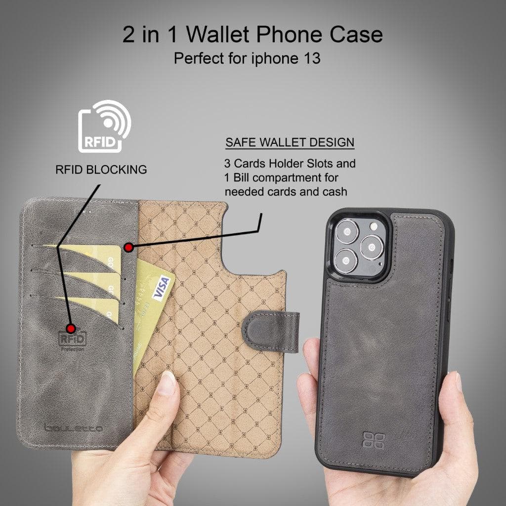 Bayelon Magic iPhone 13 Series Detachable Leather Wallet Case - MW