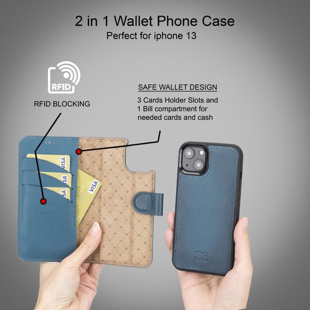 Bayelon Magic iPhone 13 Series Detachable Leather Wallet Case - MW