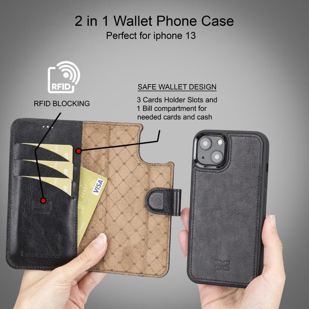 Bayelon Magic iPhone 13 Series Detachable Leather Wallet Case - MW
