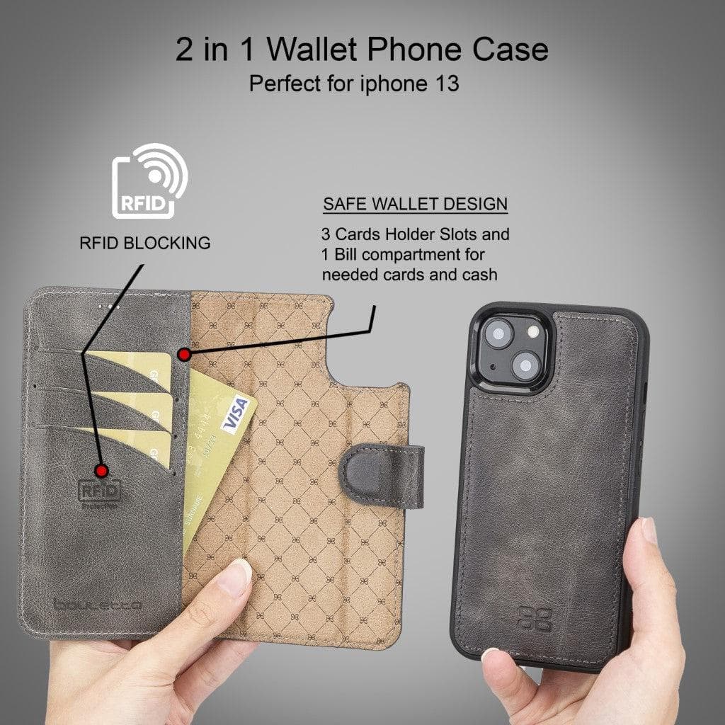 Bayelon Magic iPhone 13 Series Detachable Leather Wallet Case - MW