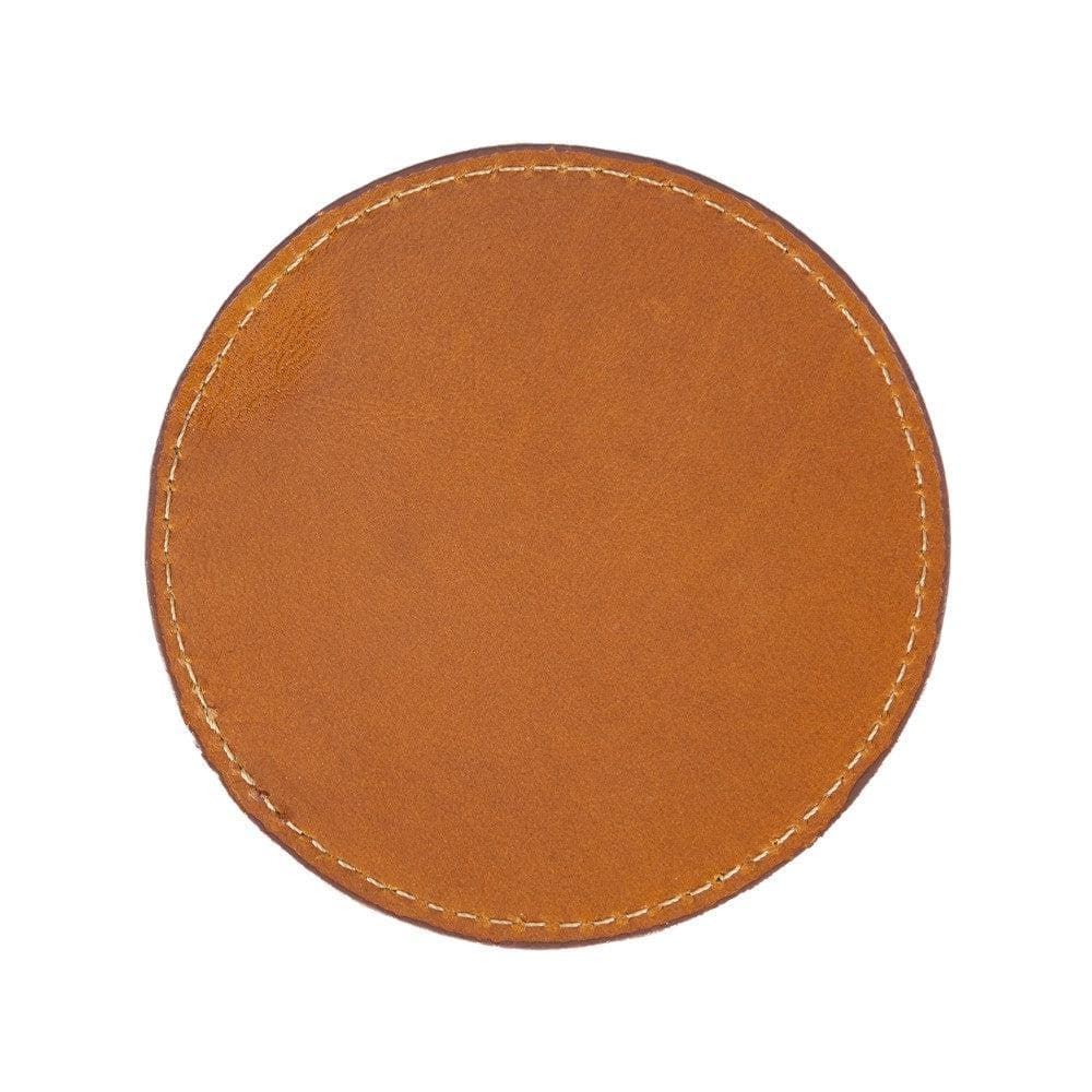 Bayelon Divine Leather Cup Coaster - Handmade Elegance Light Tan