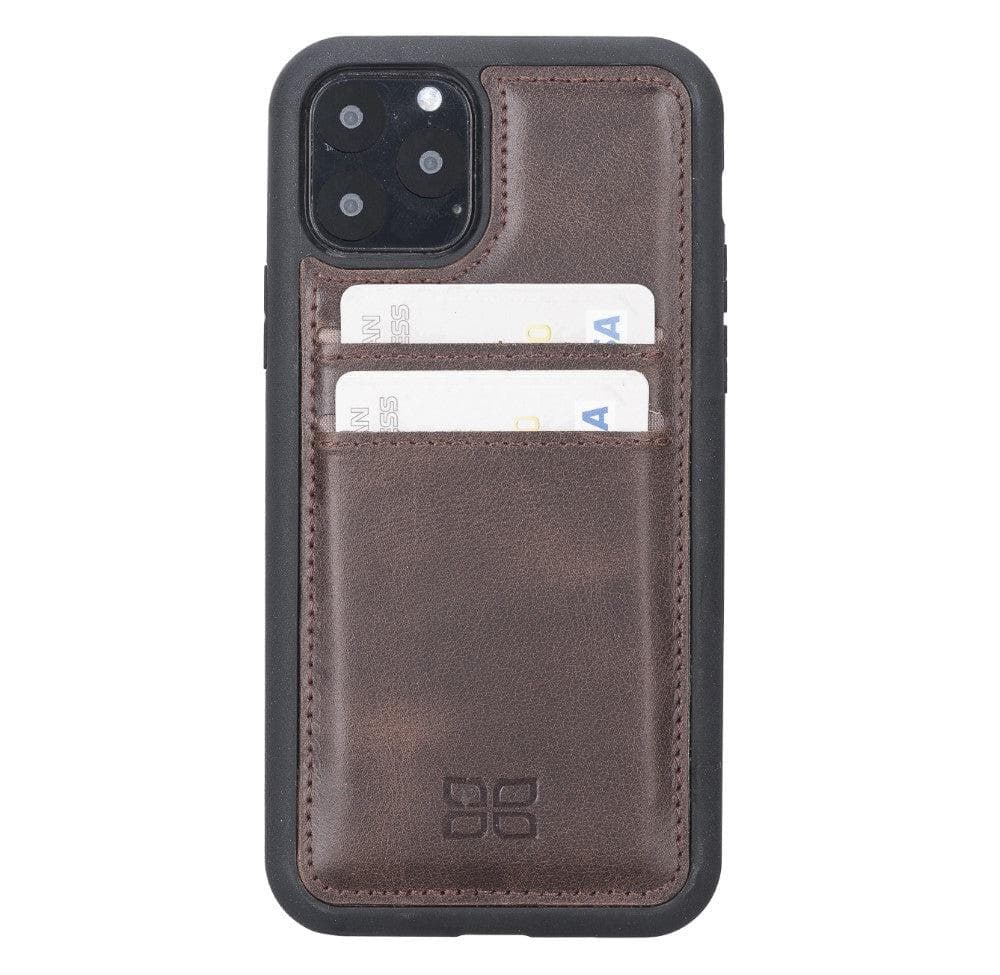 Bayelon Flex Cover Leather iPhone 11 Pro Max Case with Card Holder Brown