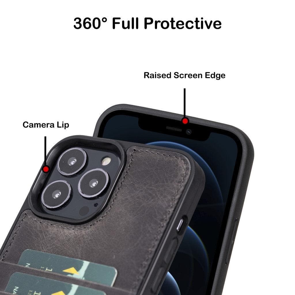 Bayelon Premium Flex Cover Leather iPhone 13 Case with Card Holder