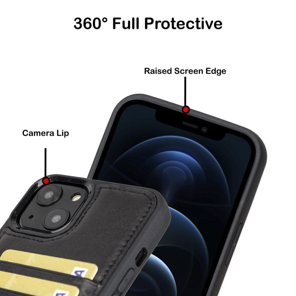 Bayelon Premium Flex Cover Leather iPhone 13 Case with Card Holder