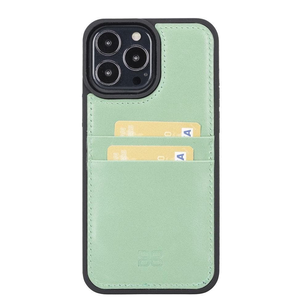Bayelon Flex Cover Leather iPhone 13 Pro Max Case with Card Holder Aquamarine
