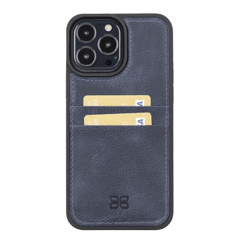 Bayelon Flex Cover Leather iPhone 13 Pro Max Case with Card Holder Dark Blue