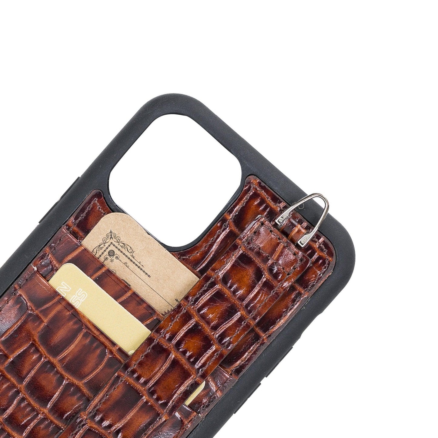 Bayelon Flex Cover Leather iPhone 11 Pro Max Case with Card Holder & Hand Strap