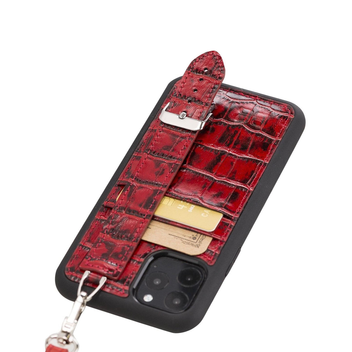 Bayelon Flex Cover Leather iPhone 11 Pro Max Case with Card Holder & Hand Strap
