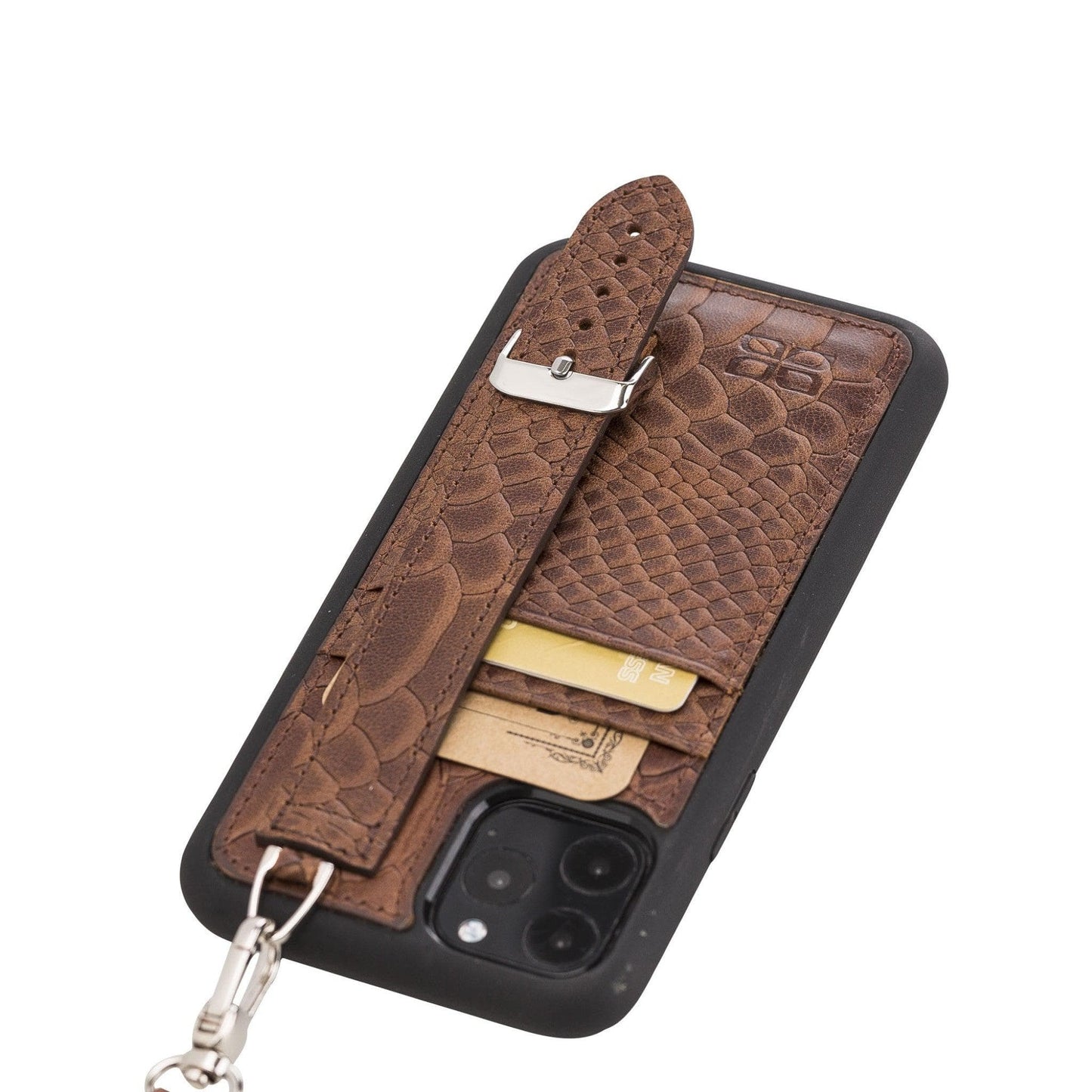 Bayelon Flex Cover Leather iPhone 11 Pro Max Case with Card Holder & Hand Strap