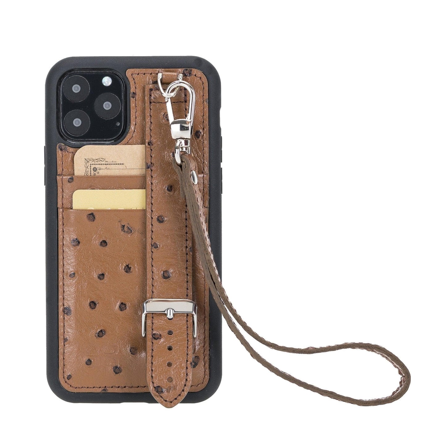 Bayelon Flex Cover Leather iPhone 11 Pro Max Case with Card Holder & Hand Strap