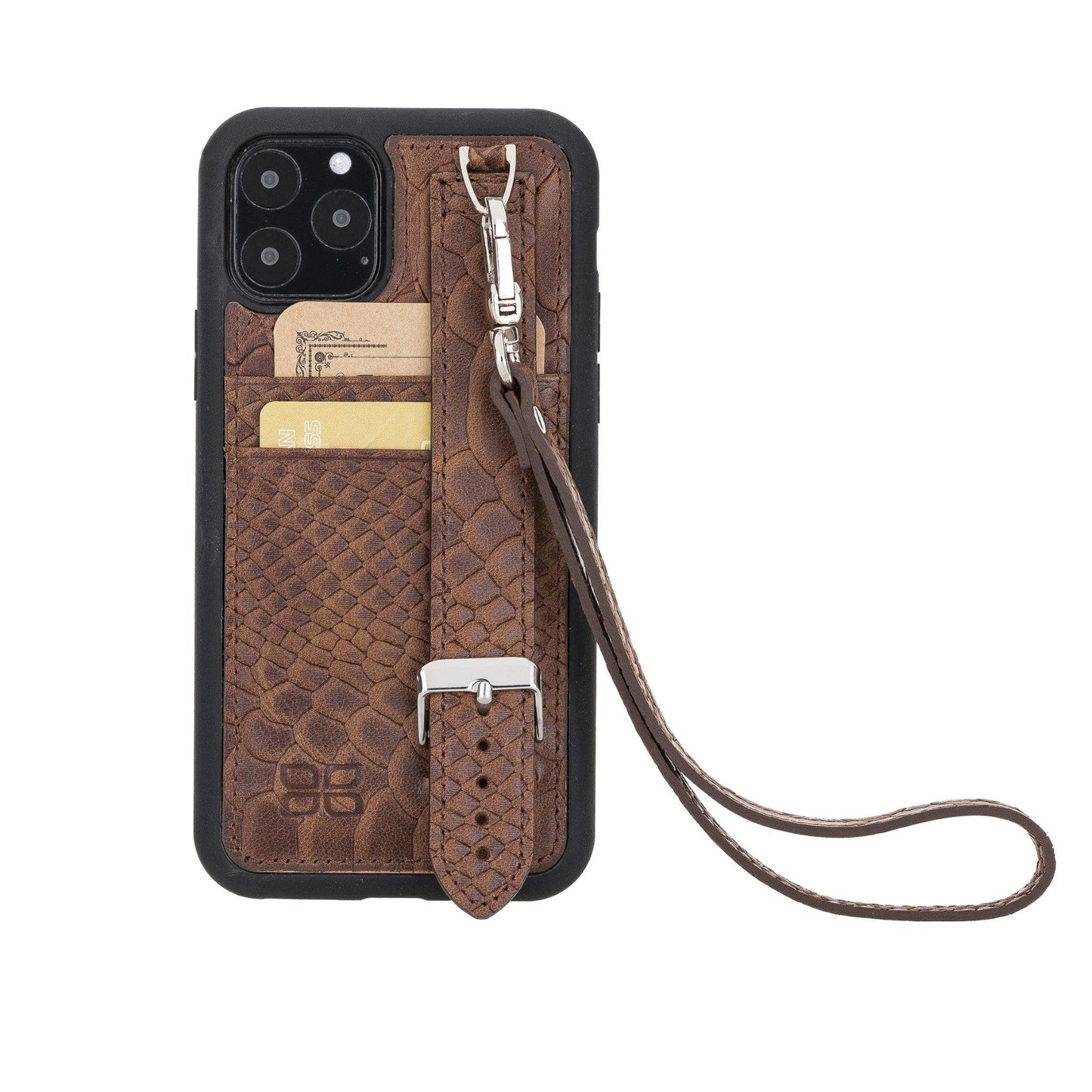 Bayelon Flex Cover Leather iPhone 11 Pro Max Case with Card Holder & Hand Strap