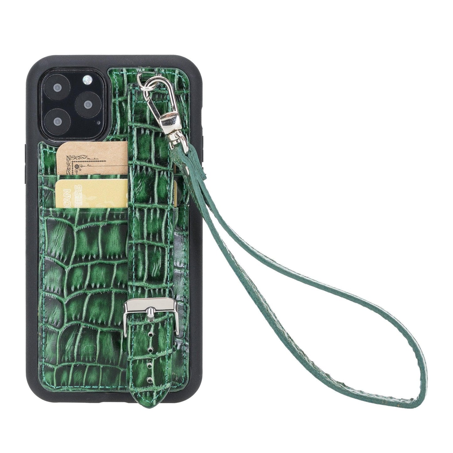 Bayelon Flex Cover Leather iPhone 11 Pro Max Case with Card Holder & Hand Strap