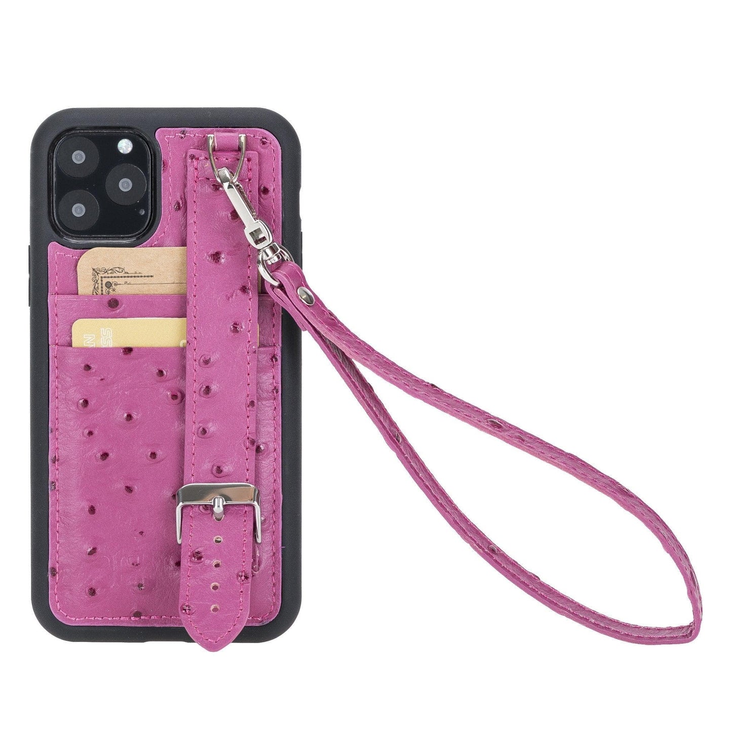 Bayelon Flex Cover Leather iPhone 11 Pro Max Case with Card Holder & Hand Strap