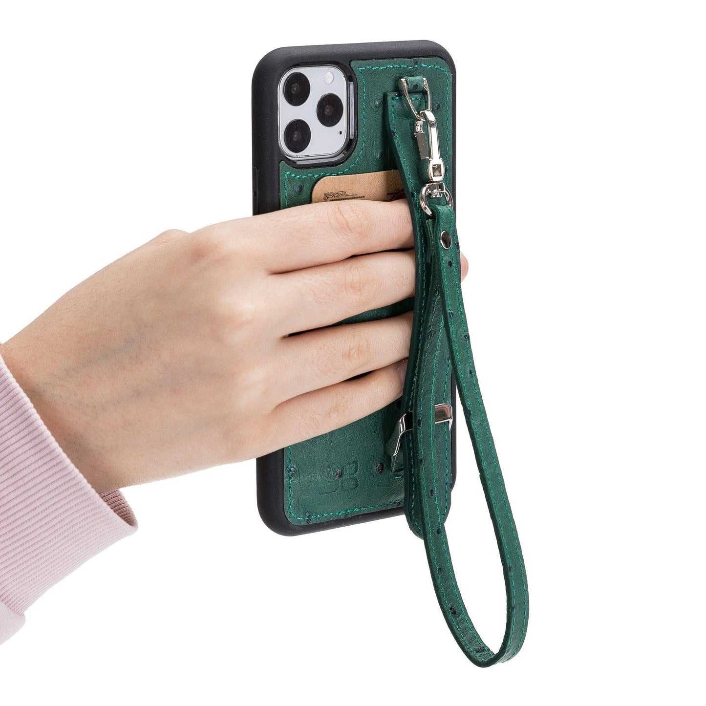 Bayelon Flex Cover Leather iPhone 11 Pro Max Case with Card Holder & Hand Strap