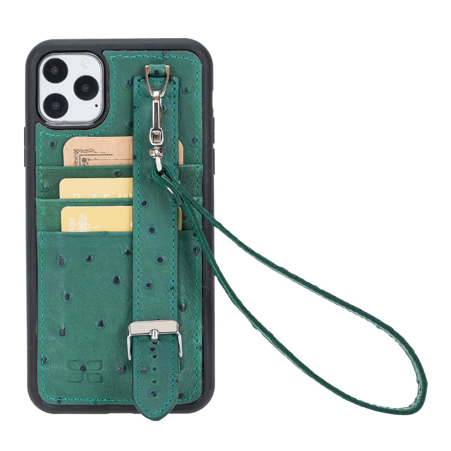 Bayelon Flex Cover Leather iPhone 11 Pro Max Case with Card Holder & Hand Strap
