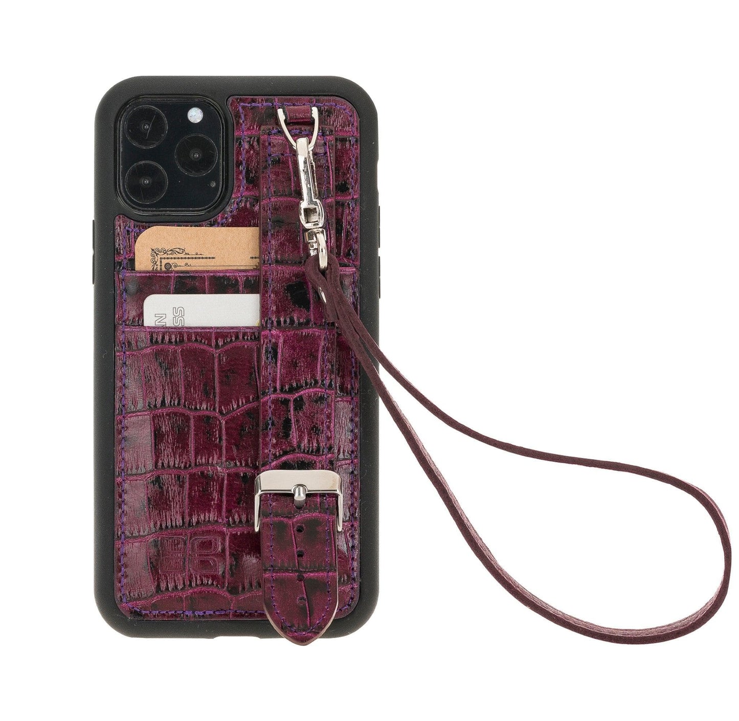 Bayelon Flex Cover Leather iPhone 11 Pro Max Case with Card Holder & Hand Strap