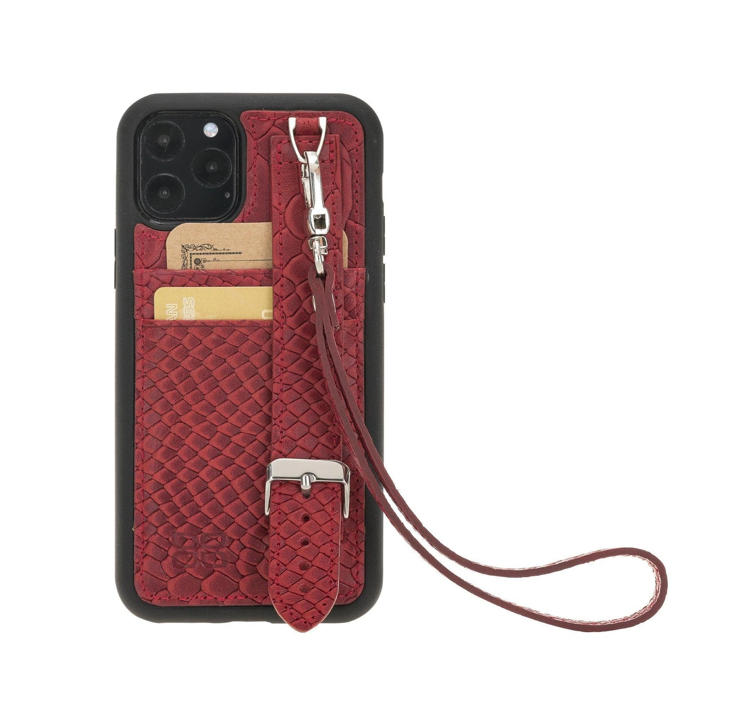 Bayelon Flex Cover Leather iPhone 11 Pro Max Case with Card Holder & Hand Strap