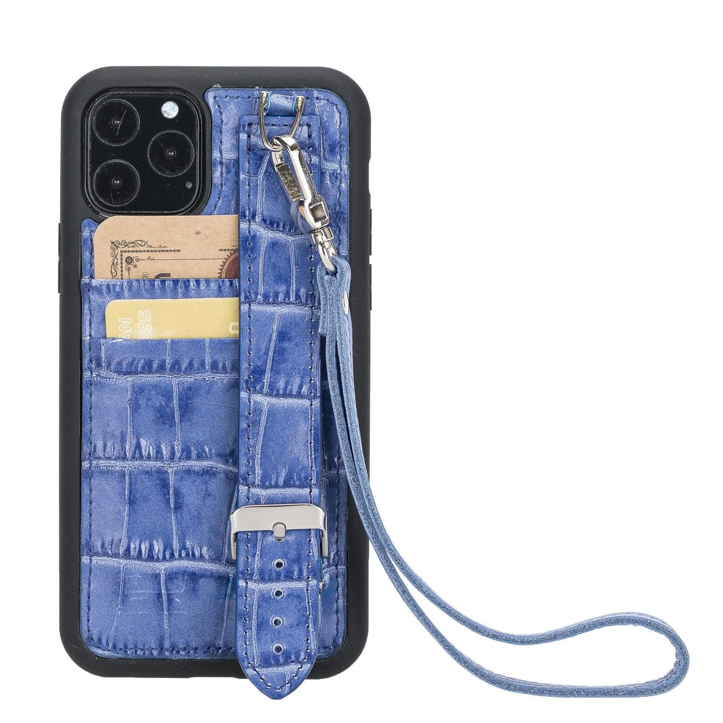 Bayelon Flex Cover Leather iPhone 11 Pro Max Case with Card Holder & Hand Strap