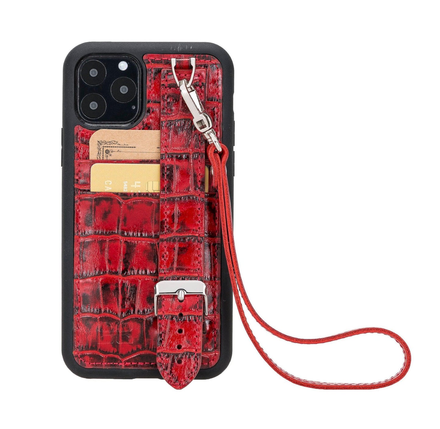 Bayelon Flex Cover Leather iPhone 11 Pro Max Case with Card Holder & Hand Strap