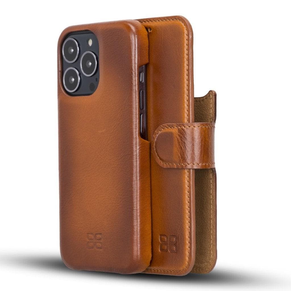 Bayelon F360 Magic Leather Wallet Case for iPhone 13 Pro Max Tan