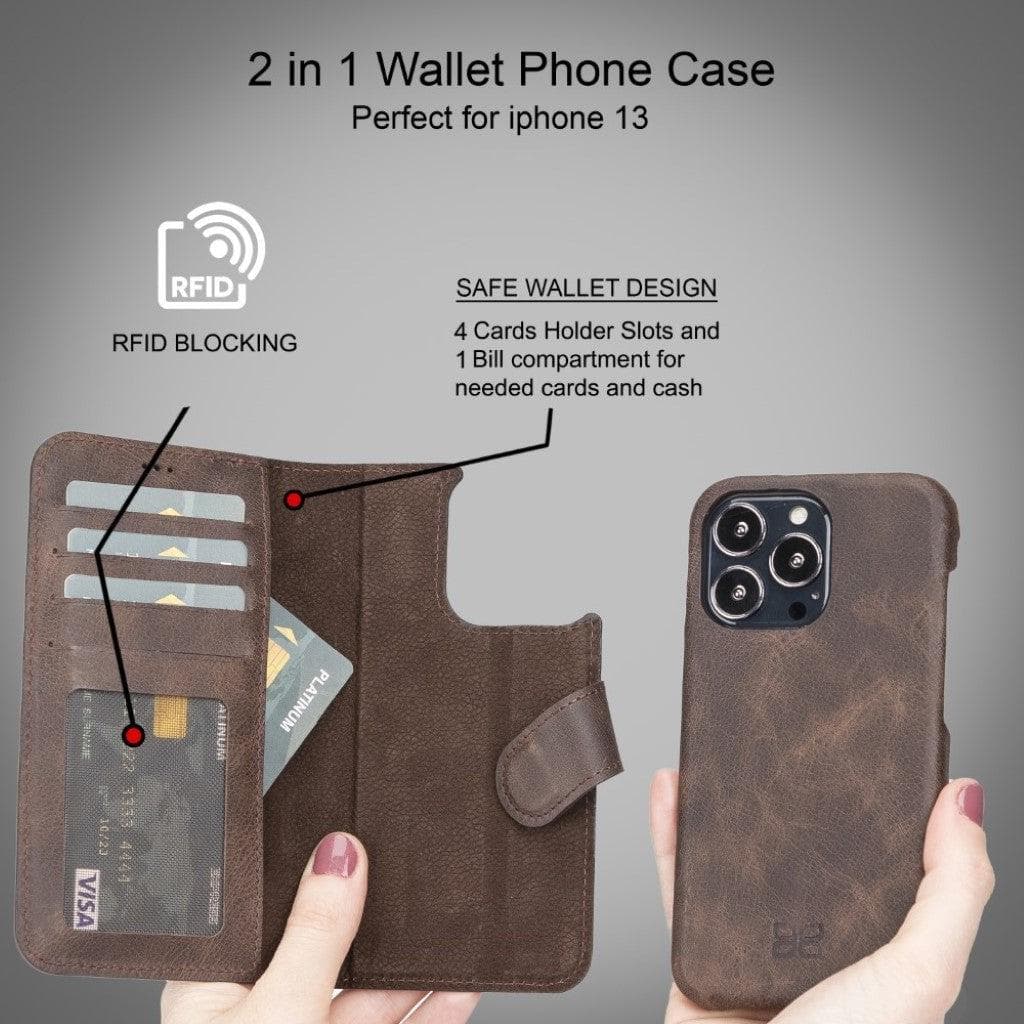 Bayelon F360 Magic Leather Detachable Wallet Case for iPhone 13