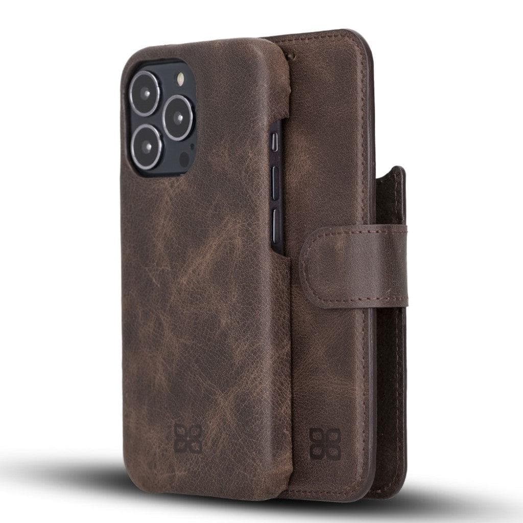 Bayelon F360 Magic Leather Wallet Case for iPhone 13 Pro Max Brown