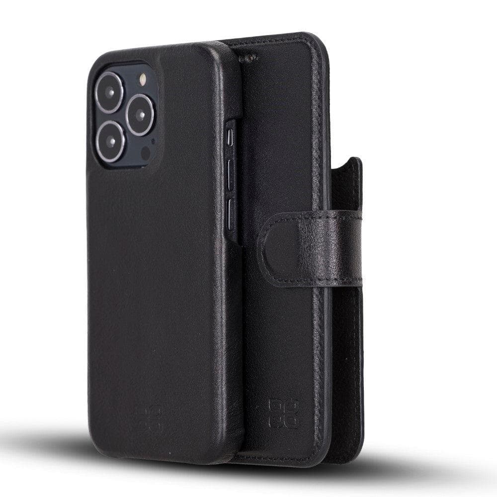 Bayelon F360 Magic Leather Wallet Case for iPhone 13 Pro Max Black