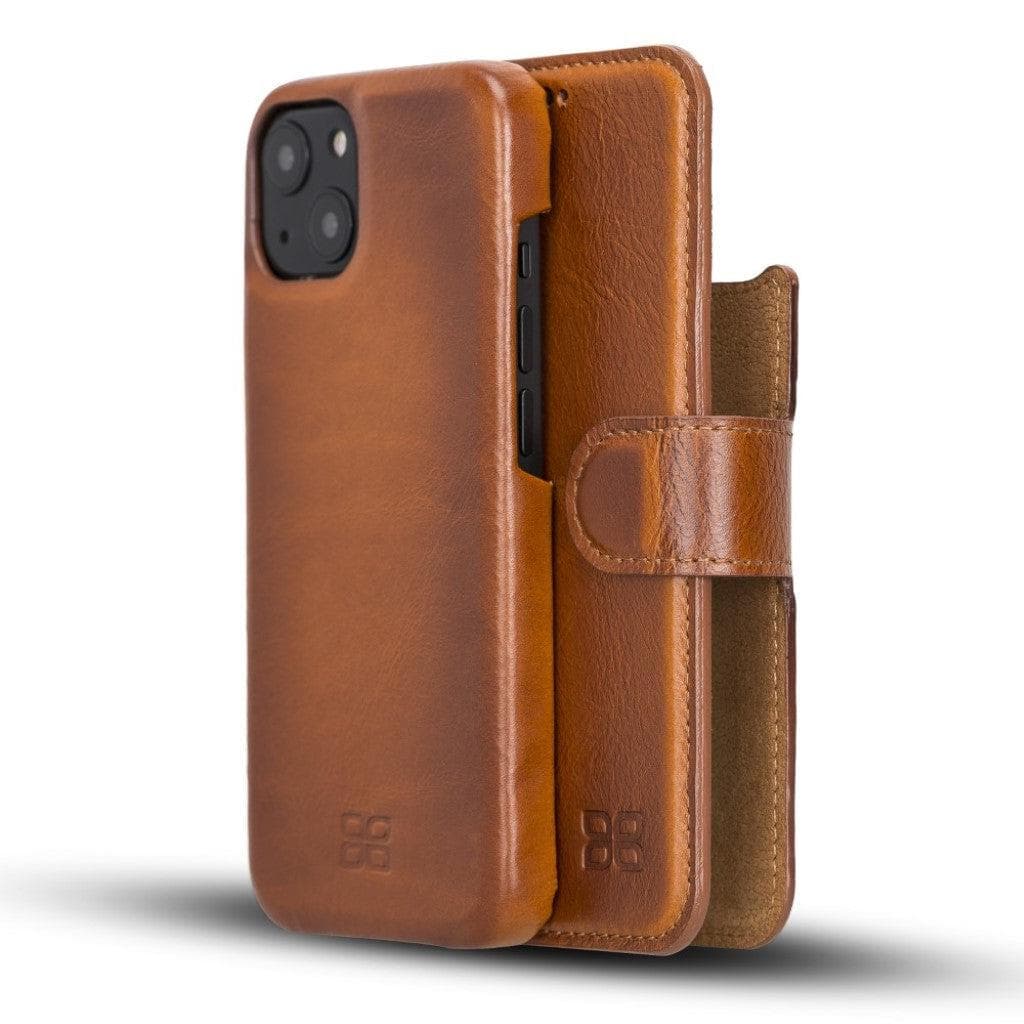 Bayelon F360 Magic Leather Detachable Wallet Case for iPhone 13 Tan