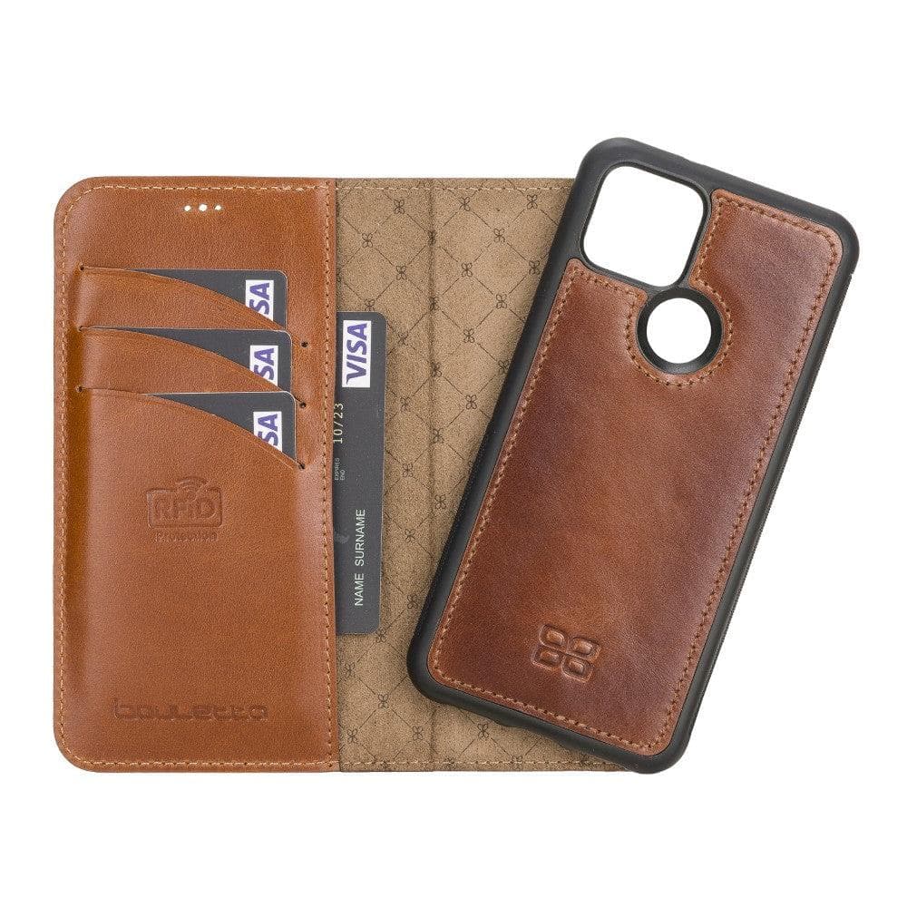 Bayelon Magic Google Pixel 5 Detachable Leather Case - MW Tan
